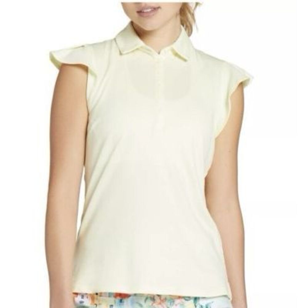 Lady Hagen Clubhouse Flutter Sleeve Golf Polo Lemon Sorbet UPF 50 Sz XXL NWT